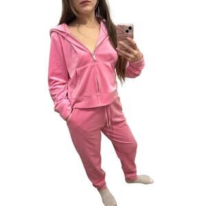 Juicy x forever 21 velour bling tracksuit in hot pink size m